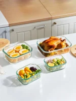 8pcs/glass meal dispenser lunch bento box with leak-proof lid for food storage Portable stackable design Easy to clean and store - Image 4