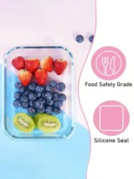 8pcs/glass meal dispenser lunch bento box with leak-proof lid for food storage Portable stackable design Easy to clean and store - Image 6