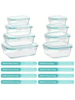 8pcs/glass meal dispenser lunch bento box with leak-proof lid for food storage Portable stackable design Easy to clean and store - Image 2