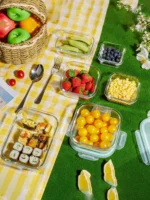 8pcs/glass meal dispenser lunch bento box with leak-proof lid for food storage Portable stackable design Easy to clean and store - Image 3