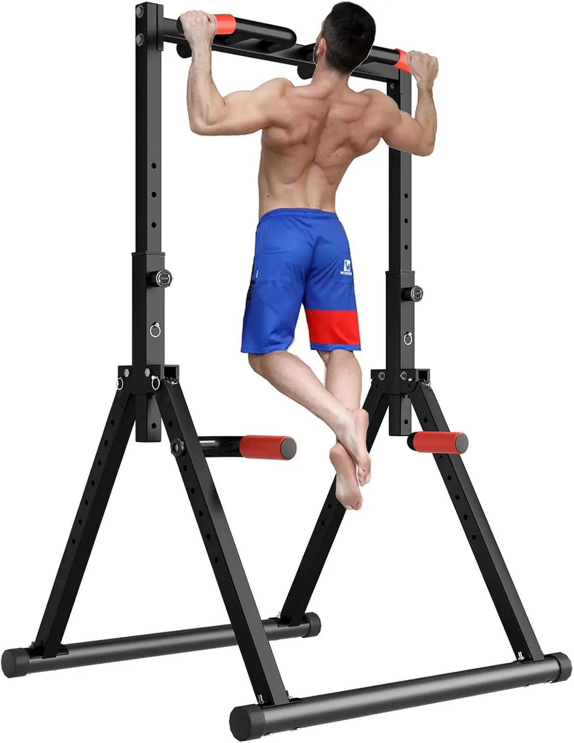 kf-S2a7d3168abaa4436b74d9b78805ca479B Foldable Power Tower Pull Up Bar Dip Station Adjustable Multifunction Workout Pull Up Tower Station Gym Strength Training Equipm - Image 1