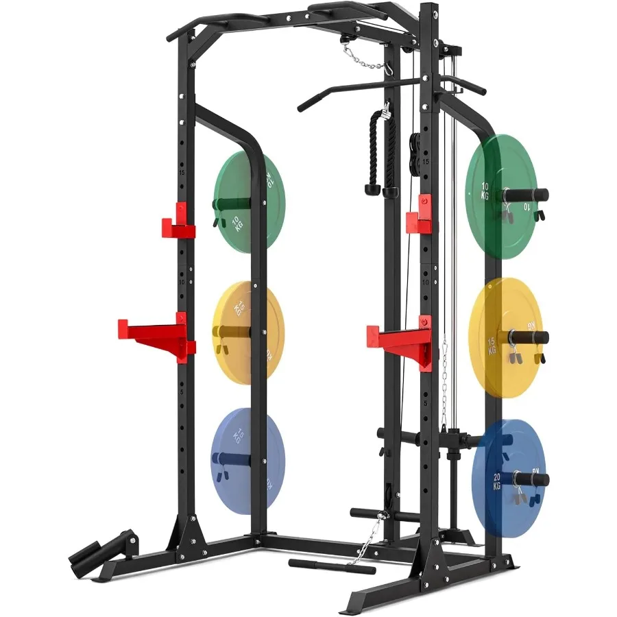 kf-S3cf17484c3574a8c951cb4b5dfc787537 Power Rack for Home Gym SmithMachine with Cable Crossover for FullBody Workout Allinone Trainer Equipment for Strength Training - Image 1