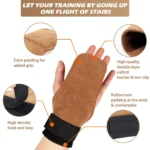 Cowhide Gym Gloves Grips Palm Guards Palm Protector Weight Power Belt Lifting Pads Fitness Training Weightlifting Gymnastics - Image 2