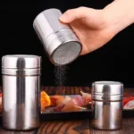 Stainless Steel Coffee Shaker Sifter with Lid Flour Sugar Salt Shaker Icing Mesh Sifter BBQ Seasoning Bottle Kitchen Supplies