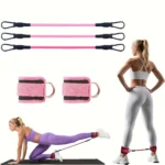 Pink Ankle Resistance Band Set - Adjustable Leg and Hip Exercise Bands, Suitable for Gym, Squats, Lunges, Hamstrings, and Hip Training - Portable Fitness Equipment for Hip and Leg Strengthening