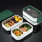 2 Layers Lunch Box with Lunch Bag 304 Stainless Steel for Adults Kids School Office Microwavable Portable Bento Food Containers - Image 3
