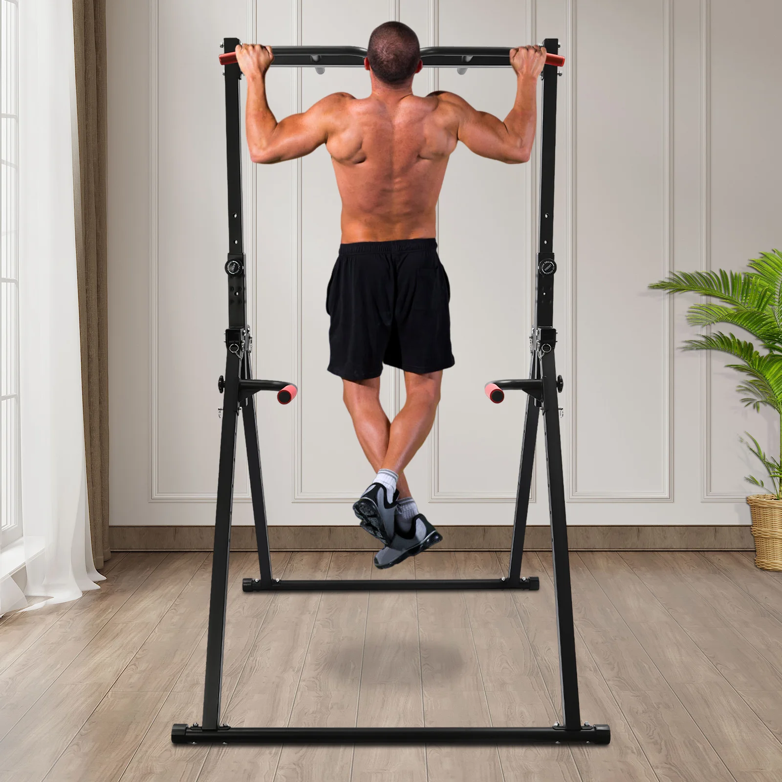 kf-Se00b7f7a5a014773a4b90eaae78a58b83 Adjustable Height Home Pull Up Bar Triangular Pull Up Station for Home Gym Strength Training Equipment 200kg Load-bearing - Image 1