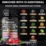 NAD+, Resveratrol, Quercetin, Berberine Fisetin-Cellular Health, Healthy Aging, Vitamin K2, Vitamin D3, One-stop Approach,1000mg - Image 3